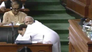 Rahul Gandhi hugs PM Narendra Modi